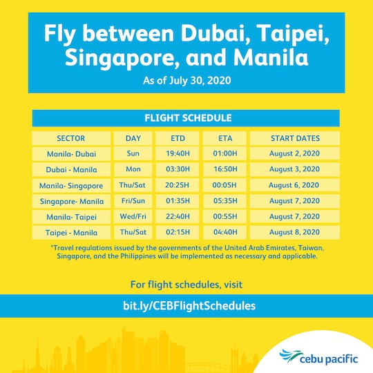 Cebu Pacific International Flights Schedule